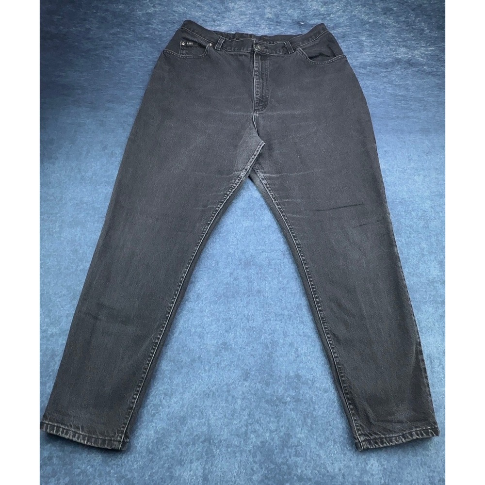 Lee Vintage 90s High Waisted Mom Jeans Faded Black‎ Tapered Leg 18W Med USA Made